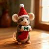 Yousheng Handcrafted Felt Christmas Mouse Figurine Santa Hat Mice Ornament Simulation Rat Statue Animal Sculpture Home Office Desktop Decoration