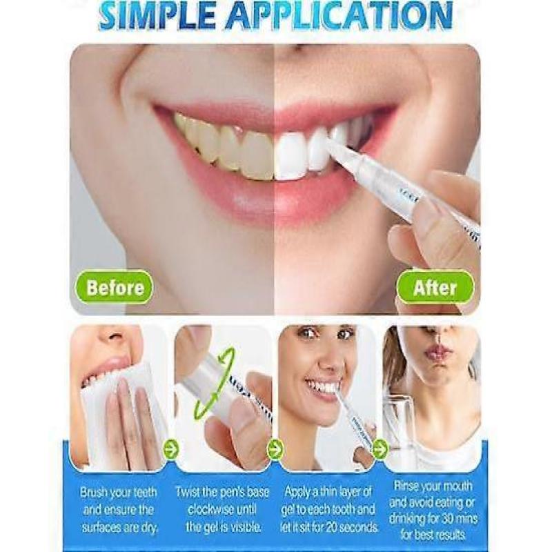 4Pcs Teeth Whitening Pen, Teeth Whitening Pen Gel, Mint Flavor Teeth Whitening Essence Pen, Low Sensitivity, Fresh Breath,Travel-Friendly