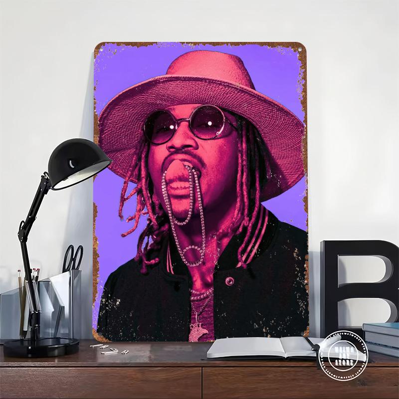 Future Portrait With Jewelry Tin Plaque Poster Customized Wall Art Retro Vintage Metal Signs for Man Cave Room Decoration Decor