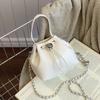Плиссированная сумка-ведро для женщин, сумка на плечо, простая элегантная сумка через плечо с цепочкой, универсальная, корейская мода, высокого класса, новинка