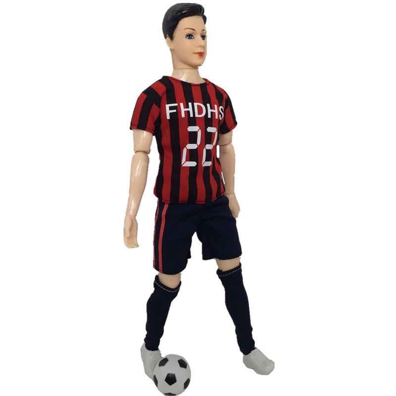 1 комплект, спортивная одежда для футбола 1/6, одежда для куклы Кена, одежда для мальчиков, топ, шорты, носки для бойфренда Барби, кукла Кена, мужские спортивные костюмы