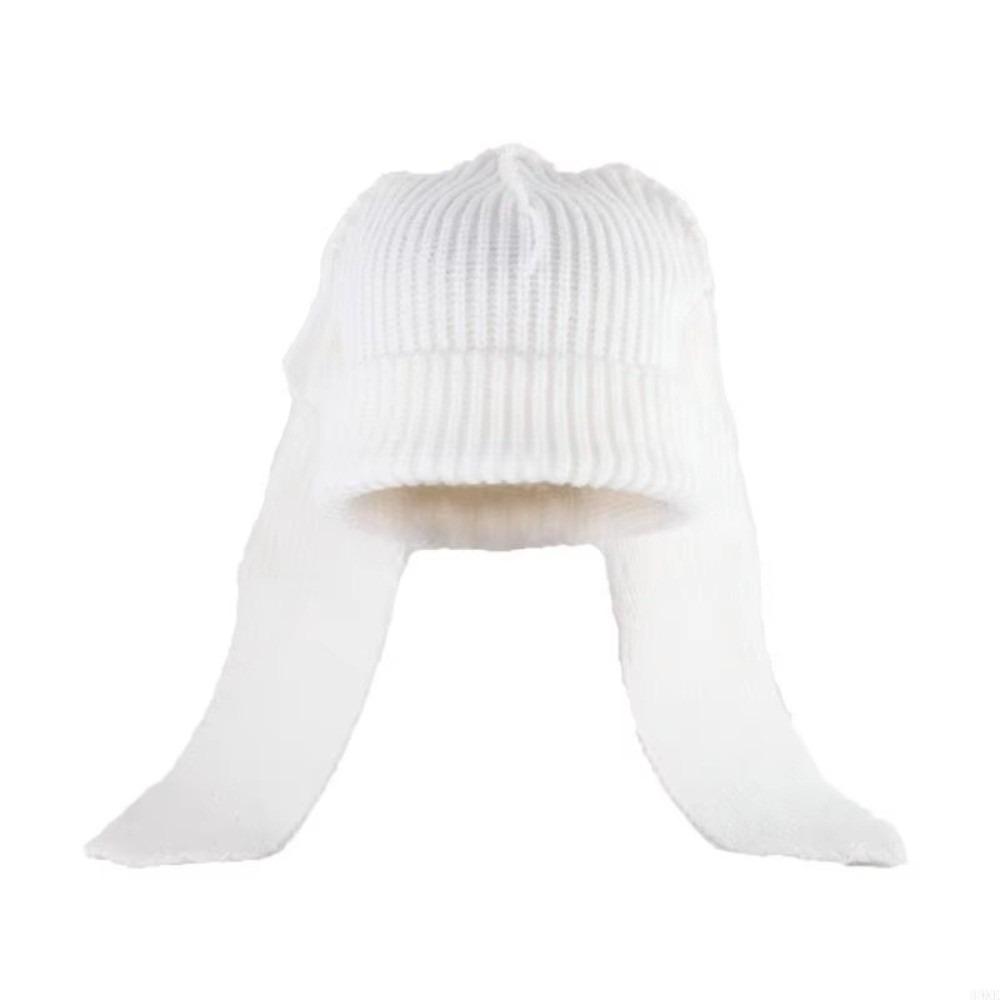 Cartoon Rabbit Long Ear Knitted Hat Warm Winter Pullover Hat Vintage Bunny Beanies Hat Autumn