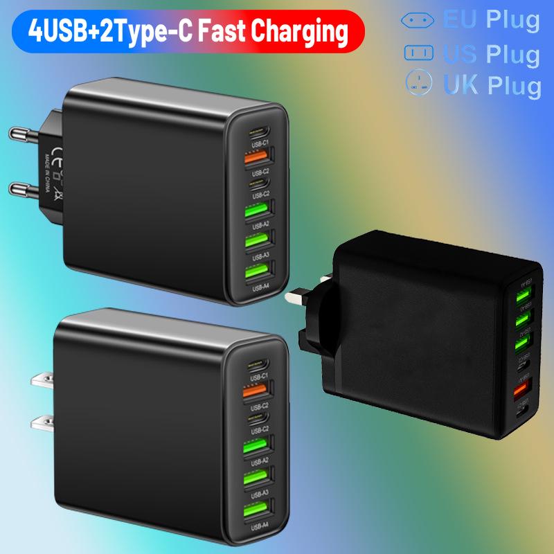 Многопортовое зарядное устройство 3,1 А с 2 портами Type-C PD + 4 USB для мобильных устройств