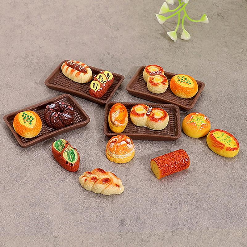 Мини-хлебница для кукольного домика, миниатюрная корзина для хлеба, миниатюрная имитация хлеба, модель десерта, игрушки, декор для супермаркета