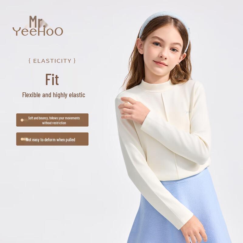YEEHOO Girls' De Velvet Mock Neck Long-Sleeve Top