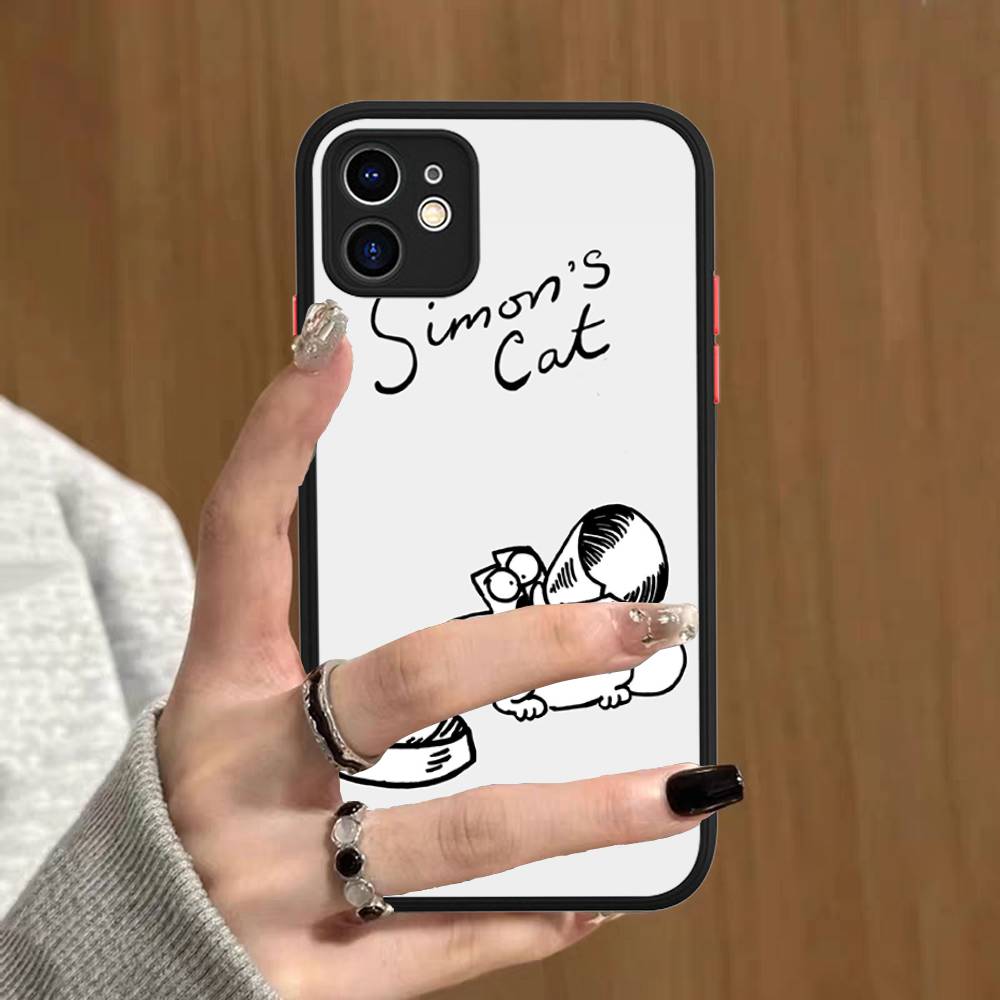 Милый Чехол для Телефона с Котом S-Simons Для IPhone 16 15 14 Plus 15 13 12 11 Pro Max X XS MAX Матовый Чехол
