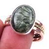 Natural Seraphinite Gemstone 925 Sterling Silver Jewelry Two Tone Ring S.10 p5E45
