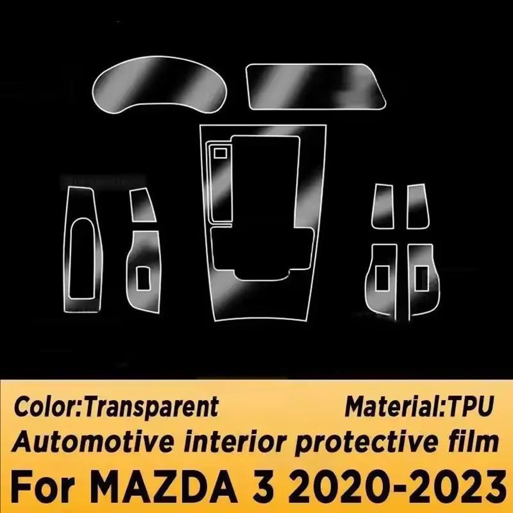 Пленка для салона автомобиля для Mazda 3 2019-2025 Панель приборов Пиано-панель Центральная консоль переключения передач Антицарапающая Прозрачная TPU Заранее вырезанная пленка