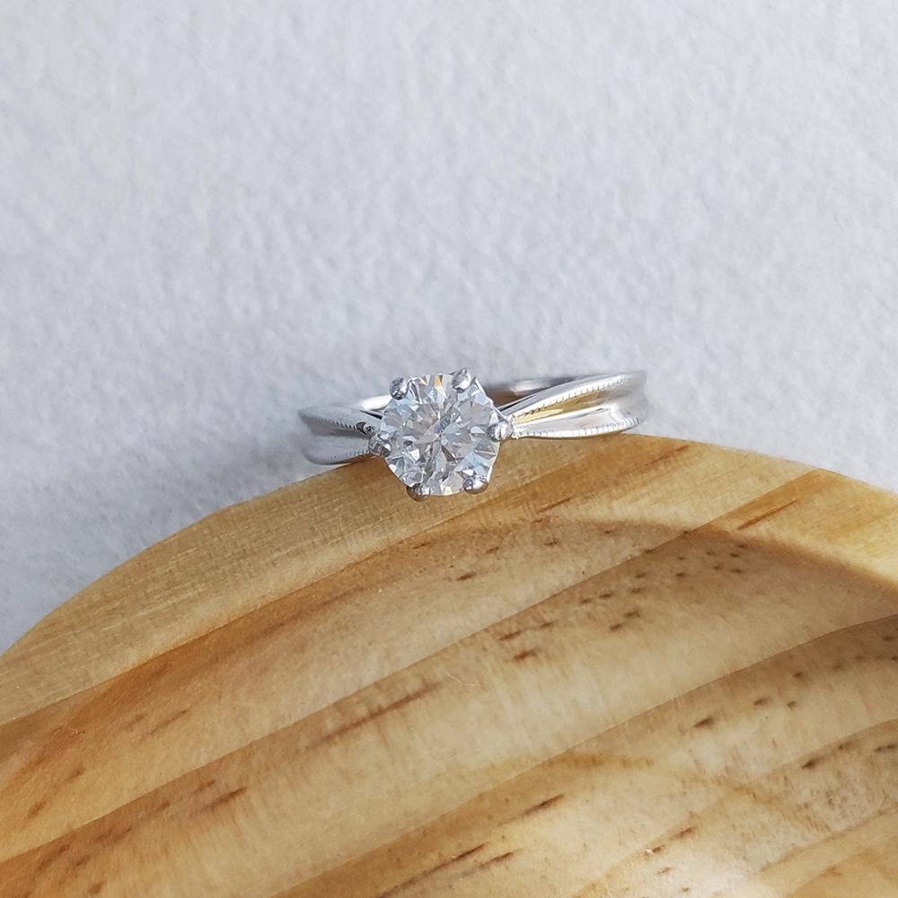 Серебряное кольцо с муассанитом 1 карат, шесть крапанов, серебро S925, классический вогнутый дизайн, не тускнеющее, простое и элегантное.