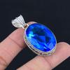 Blue Topaz Gemstone Pendant Solid 925 Sterling Silver Pendant Jewelry Gift For Unisex