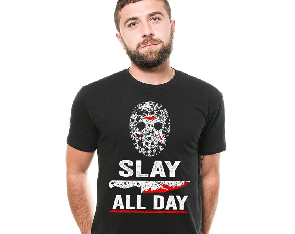 Slay All Day Halloween T-Shirt: Horror Movie Costume Tee