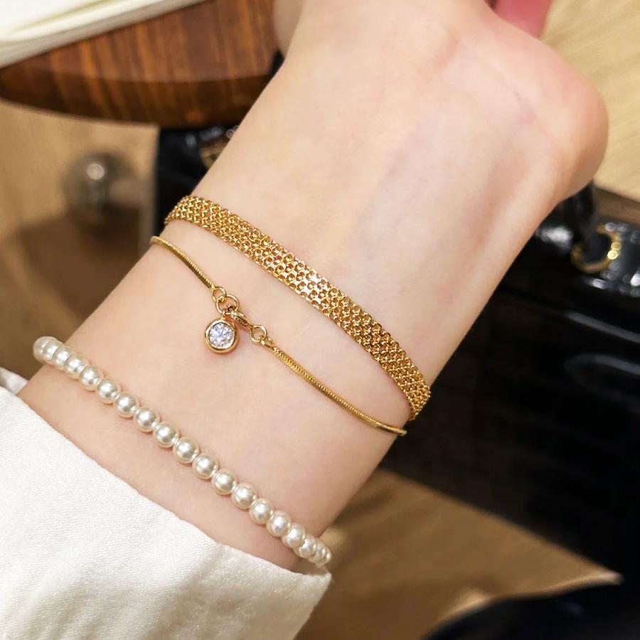Niche Design High-End Milanese Strap Bracelet Light Luxury Stacking Style Simple Lace Ribbon Bracelet Women