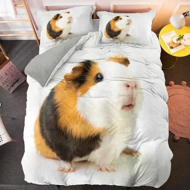 New Guinea Pig Bedding Set Cute Mouse 3D Duvet Cover Animal Comforter Cover for Kids Teen Soft Twin Polyester Quilt Cover