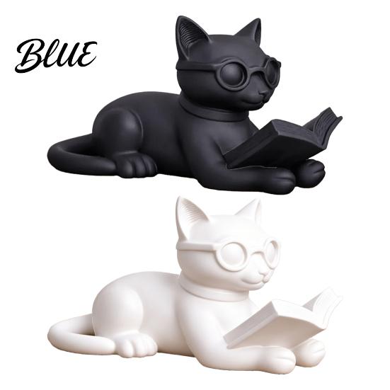 Статуэтка, вдохновленная литературой, 3D-печатная фигурка кота-читателя, декоративная, с очками, подарок для любителей книг, креативное животное, настольное украшение