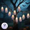 10 Pcs Halloween Hanging Light-up Ghost Decoration Spooky White Cloth Ghost with String Light for Front Porch Yard Lawn Garden Decor
