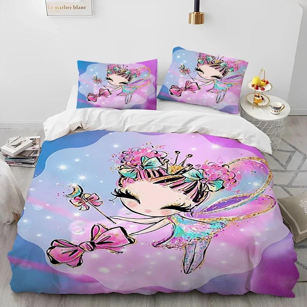 Cartoon Cute Ballet Girl Ballerina Comfortable Duvet Quilt Cover Pillowcase Bedding Set Children Bedroom Decoration Home Textile