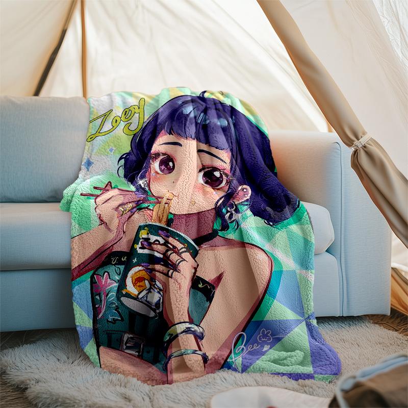 1pc KPop ZOEY5 Theme Blanket - Digital Print, Polyester, Cozy for All Seasons, Perfect for Outdoor, Camping, and Travel