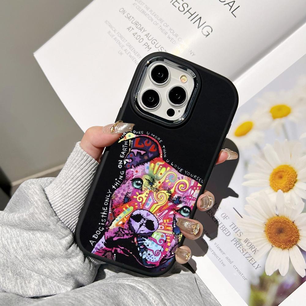 Чехлы для телефонов Ae76 Dog Color Doodle Design Art для Samsung A13 A32 A53 A04e A54 S23 S24 Ultra Infinix Hot 40i Huawei Metal Camera Protective Back Cover