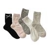 Female Spring and Summer Thin Pure Color Dark Grain Love Bow Ballet Wind Cylinder Stack Socks