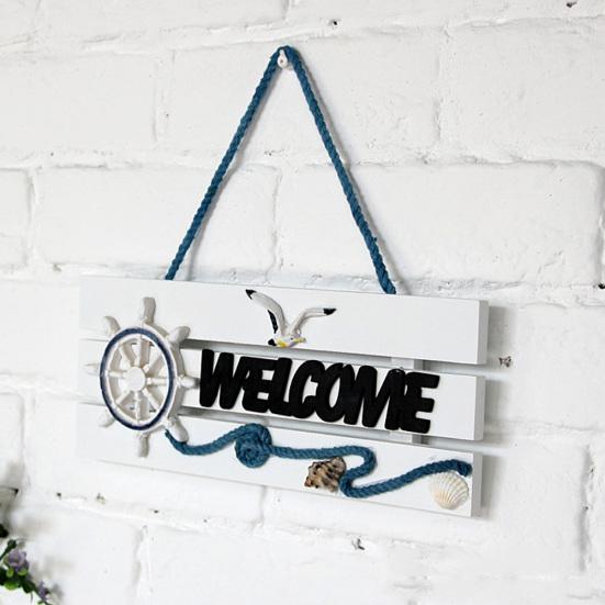 Mediterranean Welcome Doorplate Hanging Pendant Sign Home Store Door Wall Decor