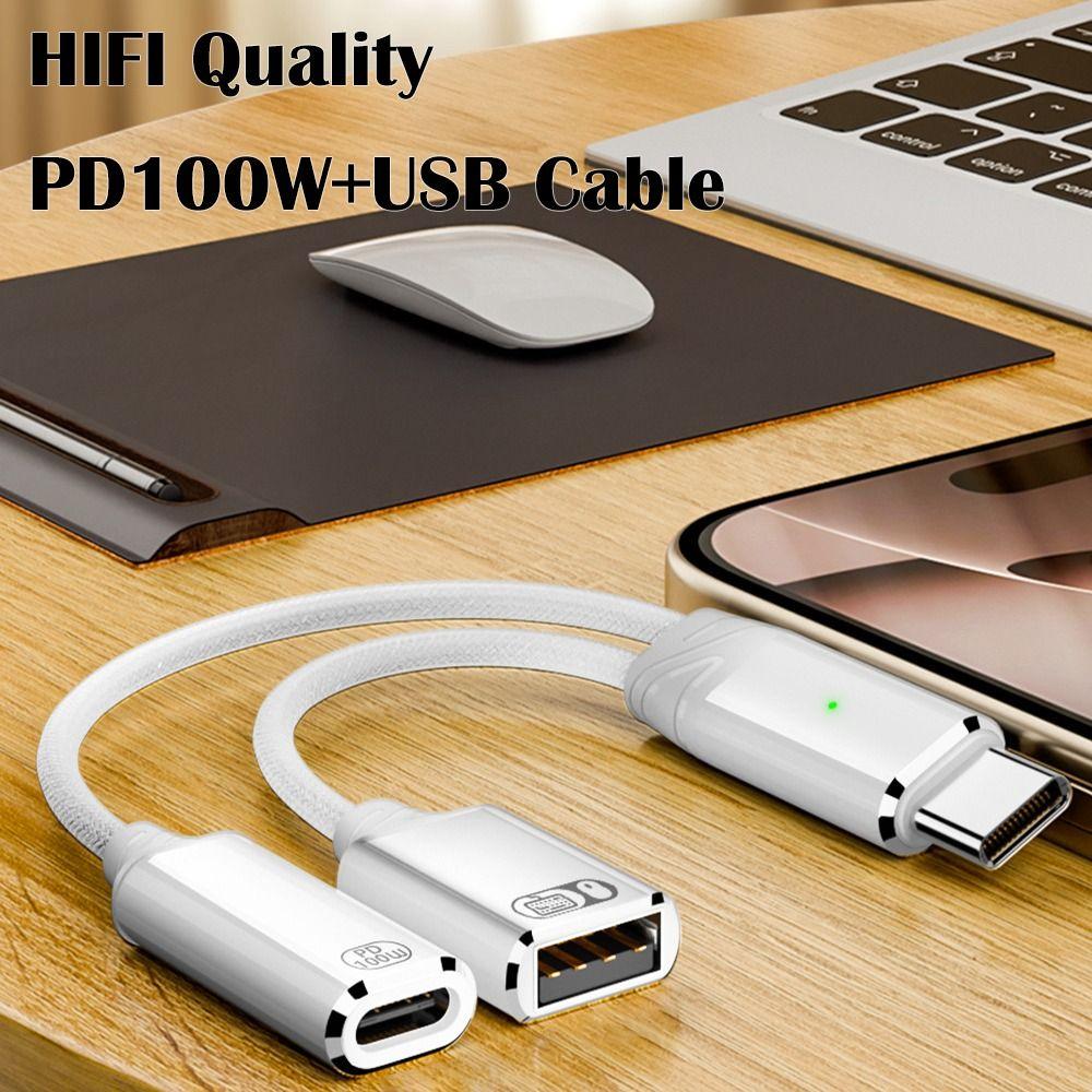 PD 100W USB Headphone Converter Fast Charging Y Cable NEW Audio Adapter Keyboard Mouse