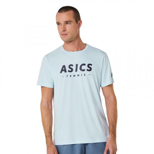 Asics Мужская футболка с рисунком для тенниса на корте 2041a259406 Мужская круглая футболка с коротким рукавом