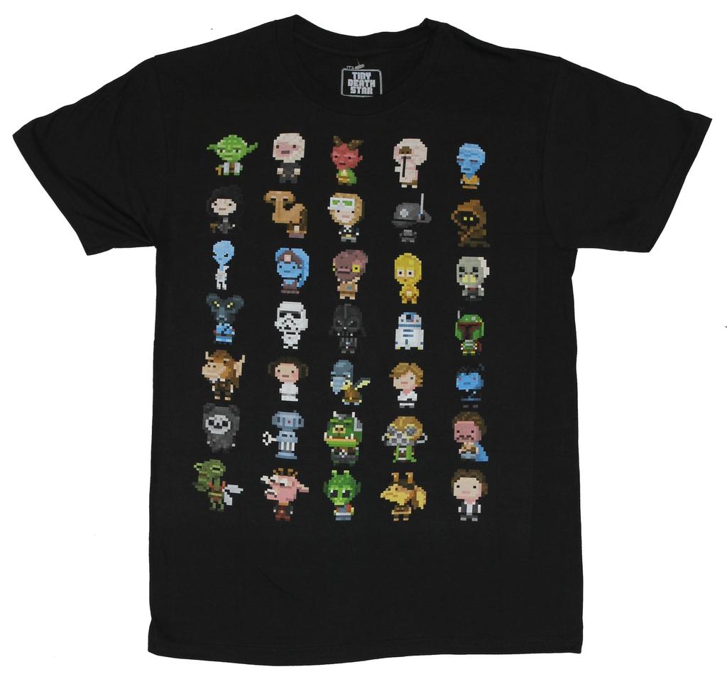 Star Wars Mens T-Shirt - Tiny Death Star 35 Classic Pixelated Character Images