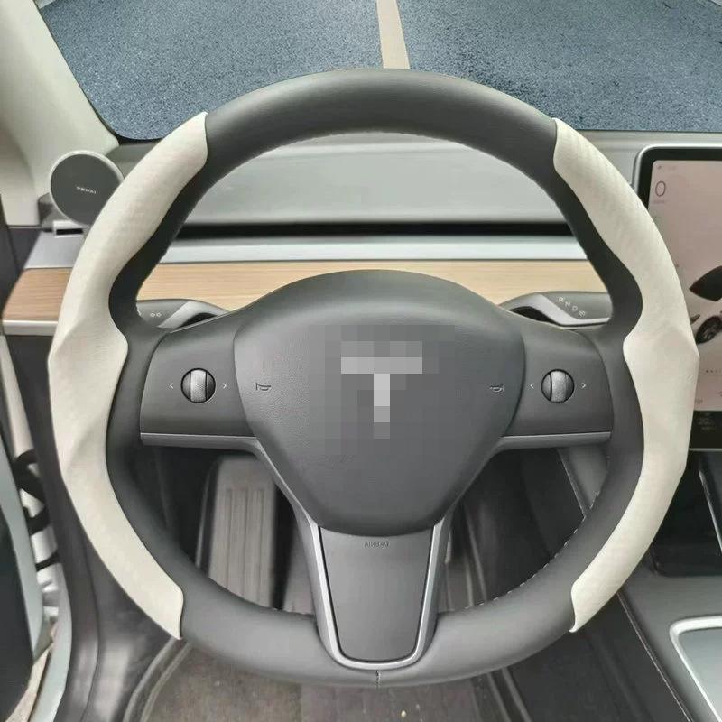 Car Steering Wheel Cover for Tesla New Model Y Juniper 2025 for Model Y/3 Booster Suede Cover Anti-skid Steer-Wheel Protector