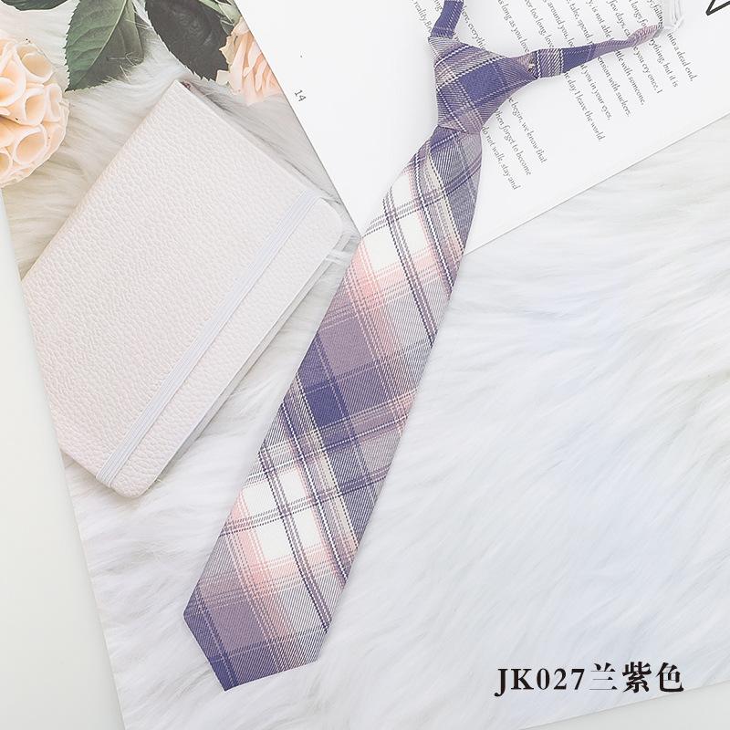 Креативный галстук без узлов, студенческий принт, цветная клетка, галстук Jk
