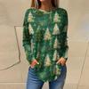 Tee Shirts For Women Casual Round Neck Long Sleeve Shirts Christmas Printing Top Pullover