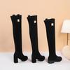 Womens Long Boots High Heel Long Boots Women'S Knee High Boots Autumn And Winter Heels Long Tube Thin Thick Thigh High Boots