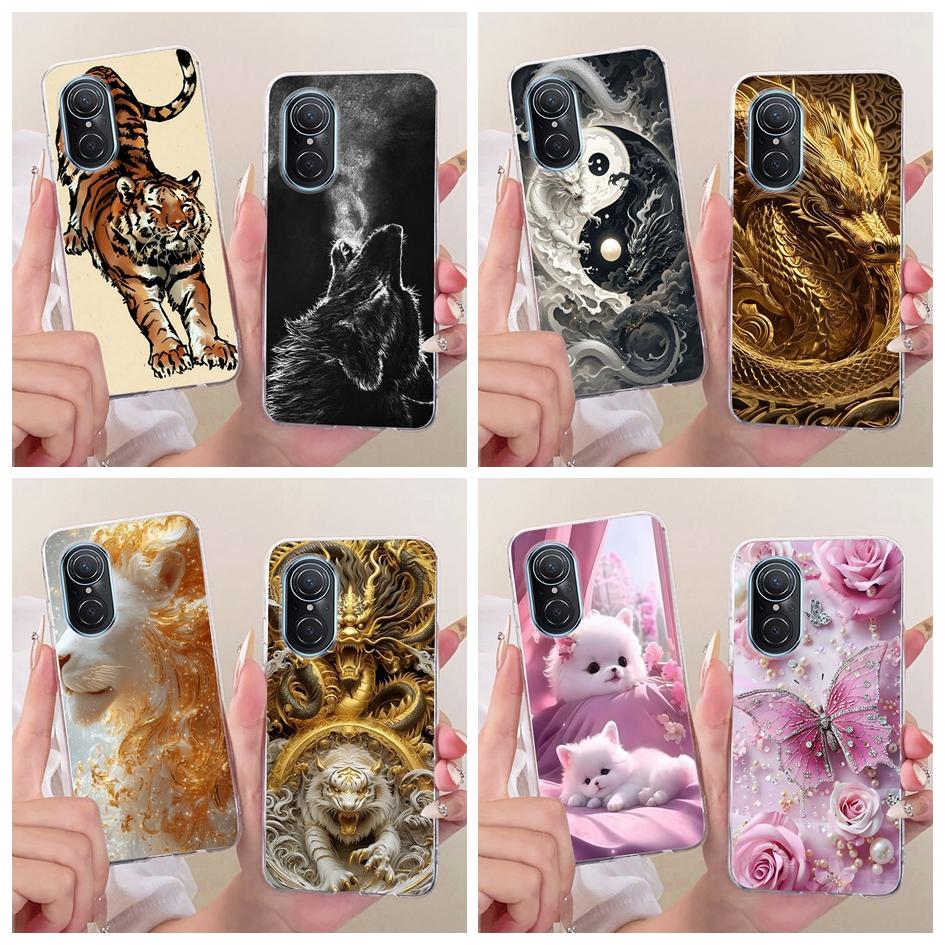 For Huawei Nova 9 SE Case JLN-LX1 JLN-LX3 Cover Cool Tiger Lion Cartoon Soft TPU Phone Shell For Huawei Nova 10 SE BNE-LX1 Funda