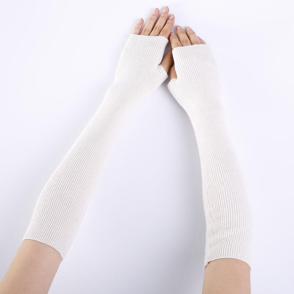 Длинные перчатки без пальцев на запястье, грелки на локтях, варежки, модные вязаные перчатки на открытом воздухе