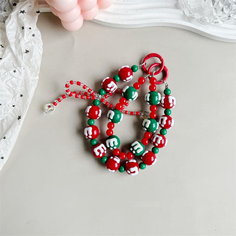Мультяшный рождественский телефонный шнурок рождественская бисерная цепочка мобильный телефон цепочка кулон анти-потерянный браслет мобильный телефон ремешок брелок