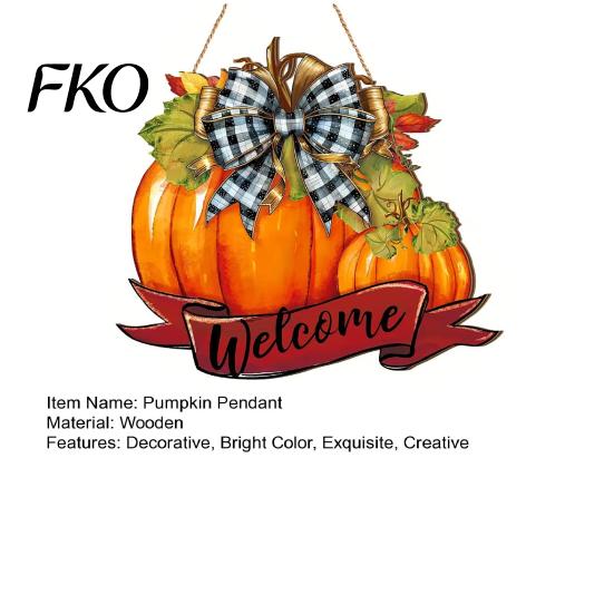Rustic Fall Porch Decor Pumpkin Welcome Sign, Thanksgiving Door Hanger, Wooden Durable Ornament Hanging Sign for Autumn Harvest Farmhouse Wall
