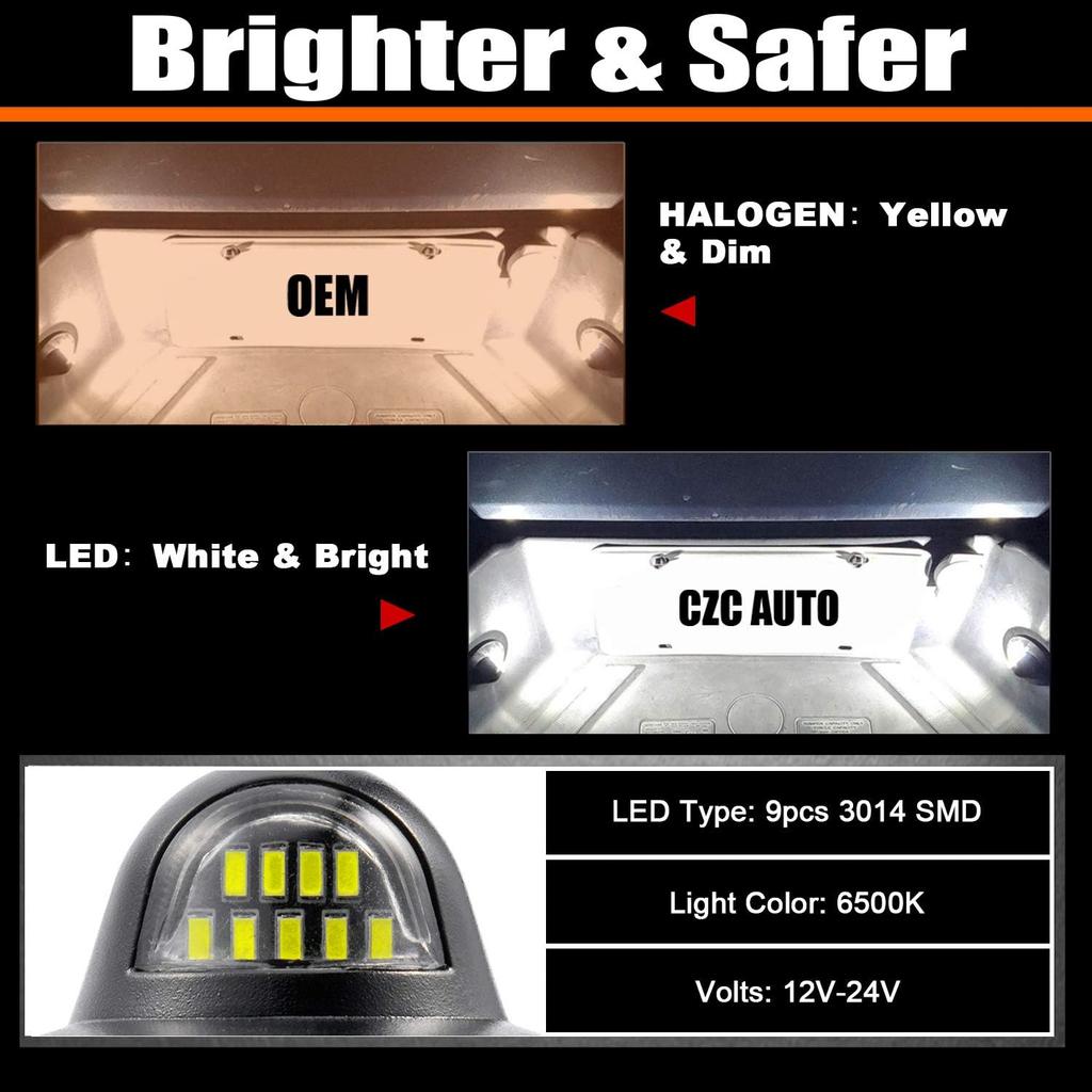 CZC AUTO LED License Plate Light 2 Pack Tag Light Lamp for Ford F150 F250 F350 F450 F550 Superduty Ranger Pickup Truck Explorer Bronco Excursion