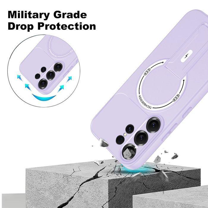 Coque pour Samsung Galaxy S26 Ultra, Silicone Souple avec Cercle Magnétique et Support - Violet