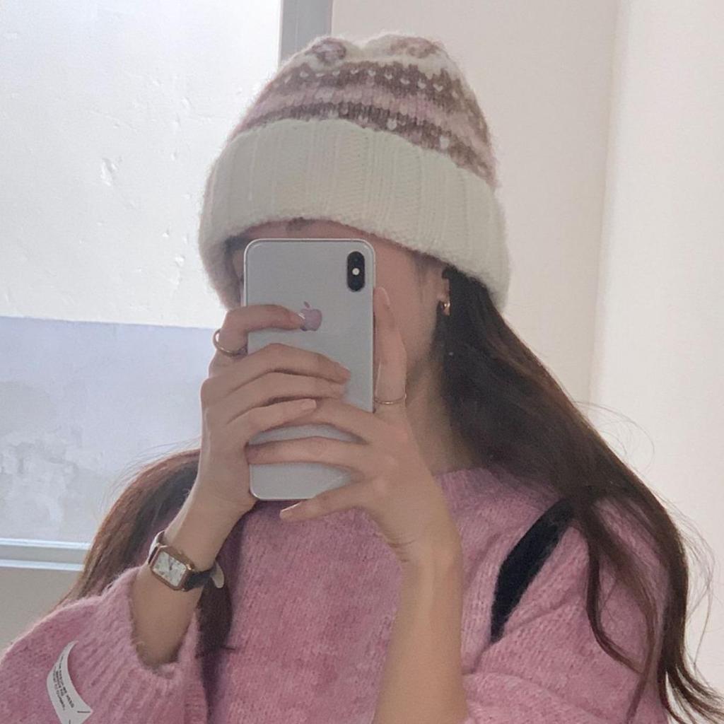 Женская вязаная шерстяная шапка в стиле Fair Isle: Теплая, универсальная, повседневная защита ушей для холодной погоды