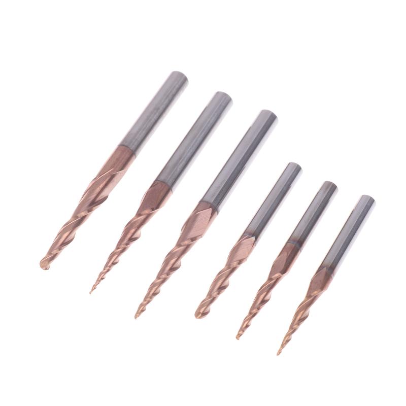 1 Pcs Taper Wood Metal Milling HRC55 Tungsten Steel Tapered Ball Nose End Mill Tapered Ball Nose Spiral Engraving Router Bits