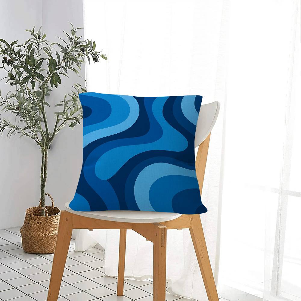 Beauty Blue Geometric Cushion Cover Inches Farmhouse Decor Home Throw Pillow Covers For Couch Decorations