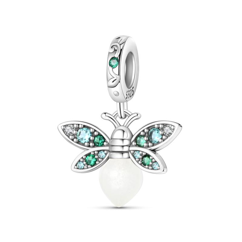 Glow in The Dark Firefly Charm Bead Fit Necklace Bracelet 925 Silver Chameleon Pendant Beads Women DIY Jewelry Making