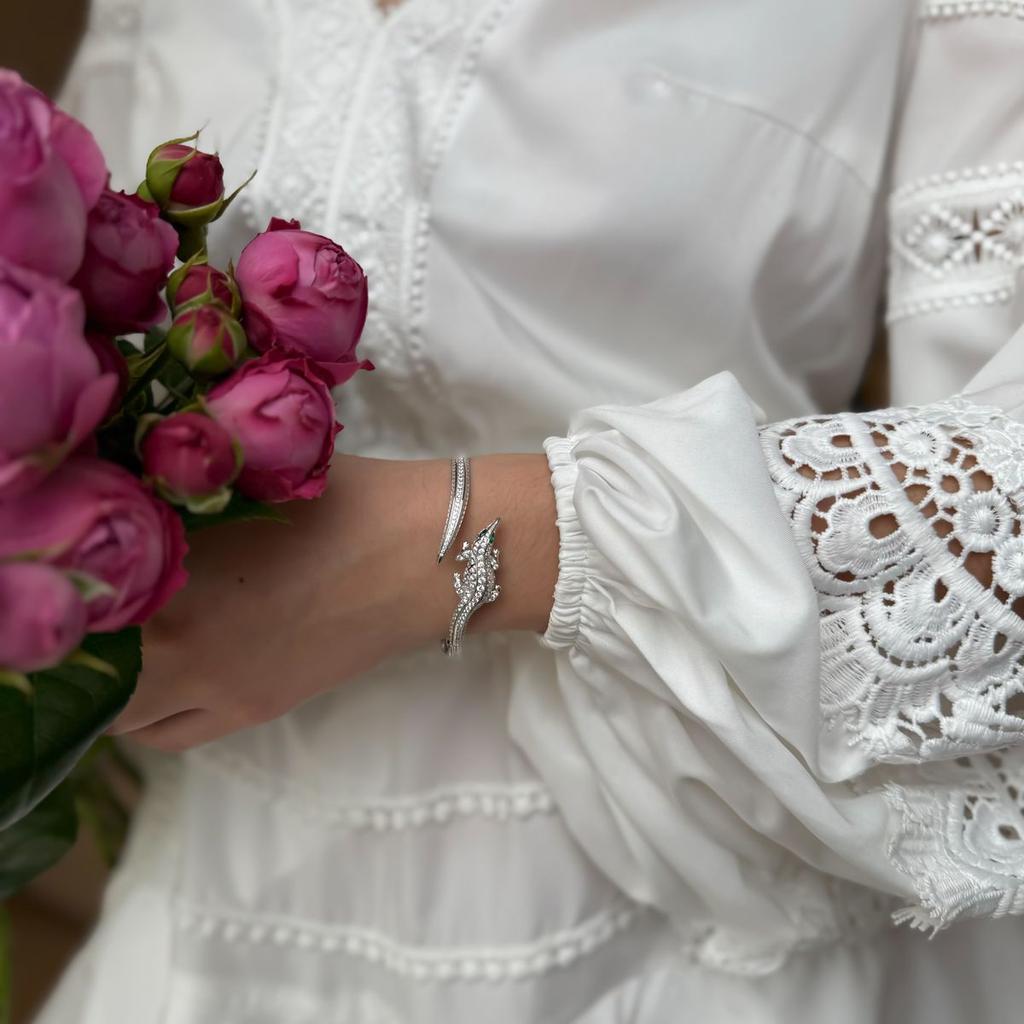 Серебряный браслет с фианитами, вес изделия 18,13 гр (2175636)