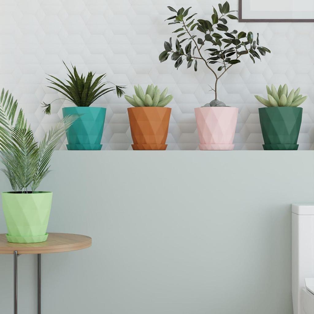 Plastic Round Flower Pots for Home Planters, Terrace, Garden Etc | Pack of 5 | Multicolor | Suitable for Home Indoor & Outdoor Gardening Plants