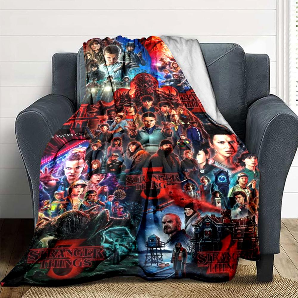Stranger Print Flannel Blanket High Quality Warm Comfortable Cover for All Seasons Perfect for Gifts Home Decor