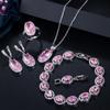 Jewelry Pink Necklace Earrings Ring Bracelet Four-Piece Set, Jewelry Set
