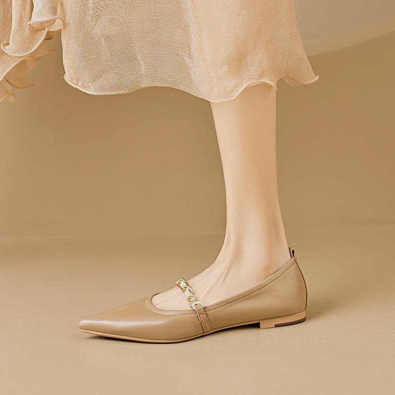 Остроносые туфли-лодочки женские с мелким вырезом летние темпераментные на мягкой подошве Мэри Джейн балетки