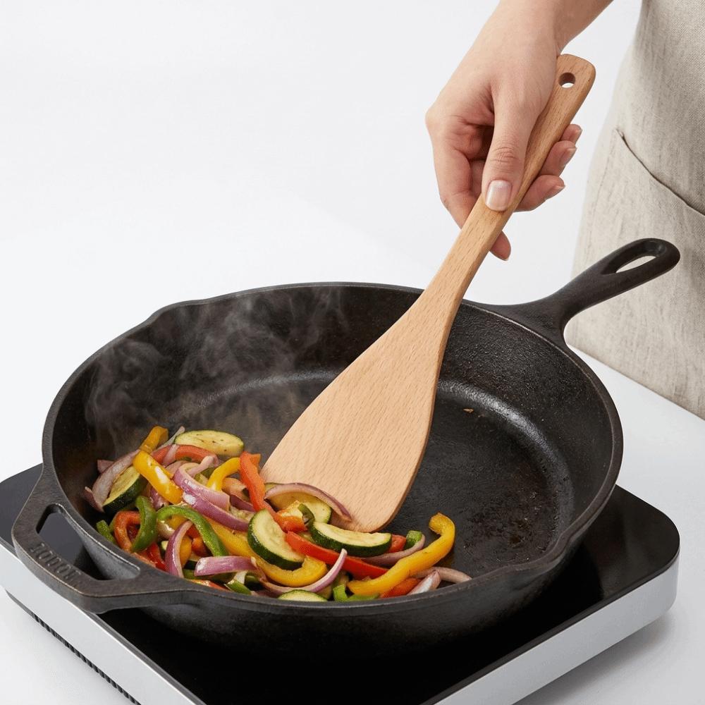 Wide Flat Shovel Head Kitchen Tools Solid Wood Cooking Shovel Cookware Utensil  Home Kitchen