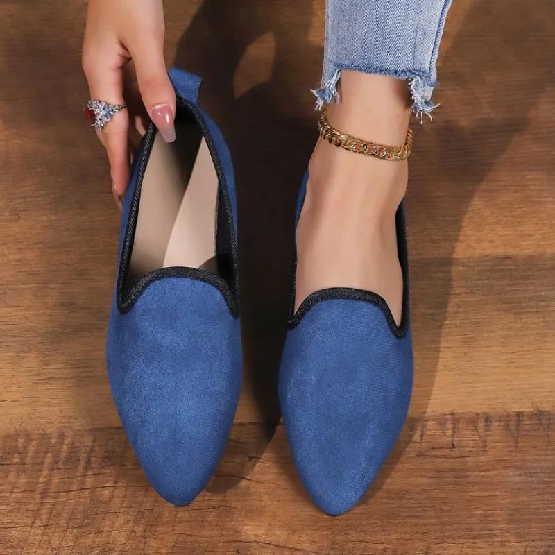 Women's Classic Ballet Flats Slip On Pointed Toe Casual Female Loafers Soft-soled Flat Breathable Shoes 35-43
