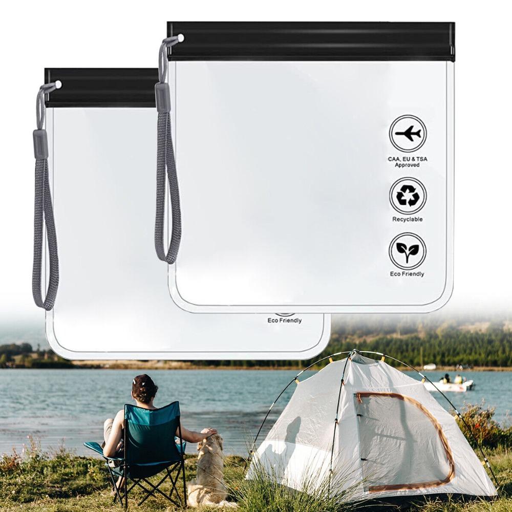 2Pcs 20x20cm Travel Toiletry Bags Sealed Makeup Bag Portable Washing Bag Airport