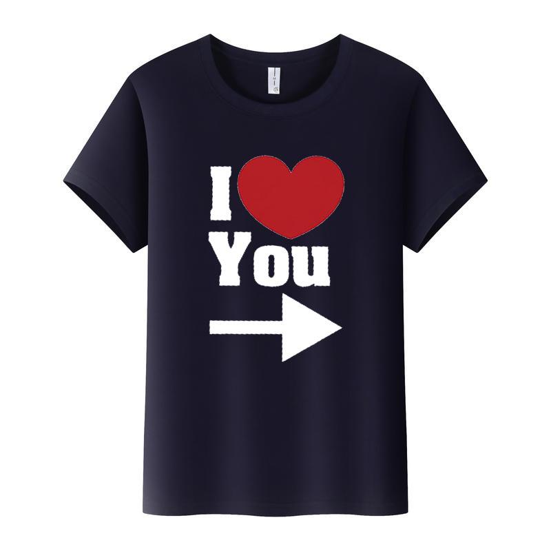 Футболка для пары с принтом сердца и стрелок, с коротким рукавом и круглым вырезом, свободная футболка King Queen, футболка для влюбленных, топы, женская одежда